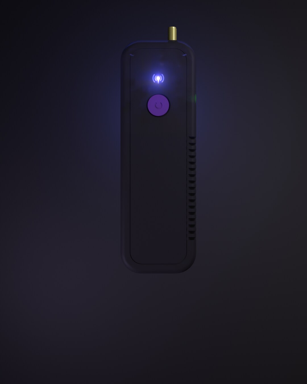 LittleSpec face-on in the dark, signal icon and button lit